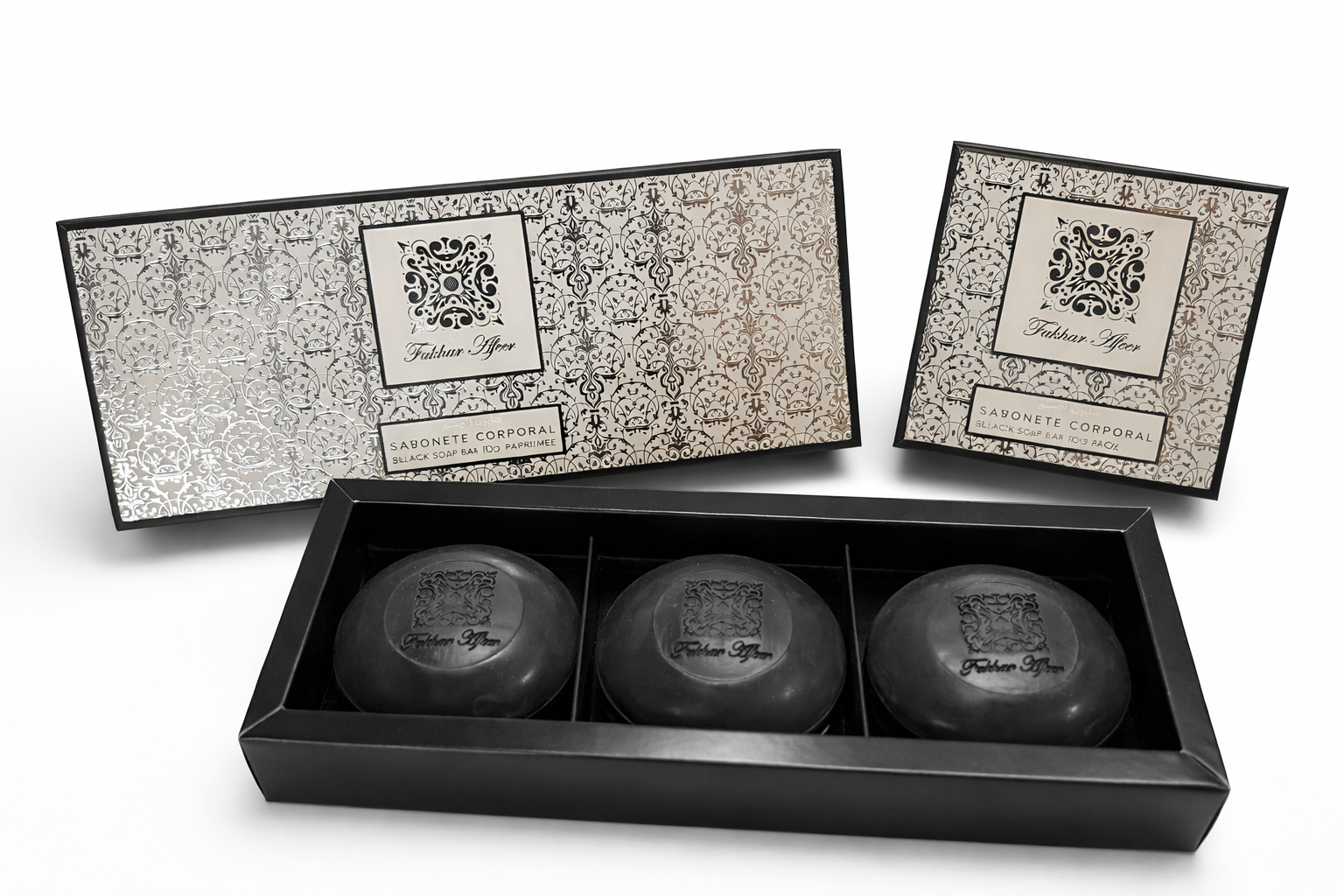 Fakhar Black Afeer - Sabonete em barra - 3 unidades - 450 g